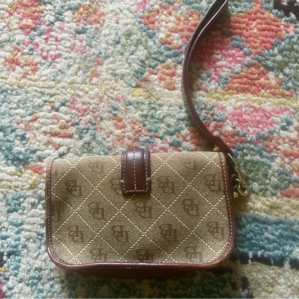 DOONEY & BOURKE Brown Canvas Signature Monogram DB Wristlet Wallet